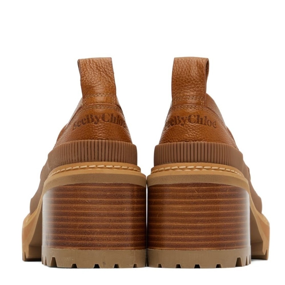 See by Chloé Tan Mahalia Loafers Block‎ Heel Women's Size 41EU 10.5US - Picture 10 of 12